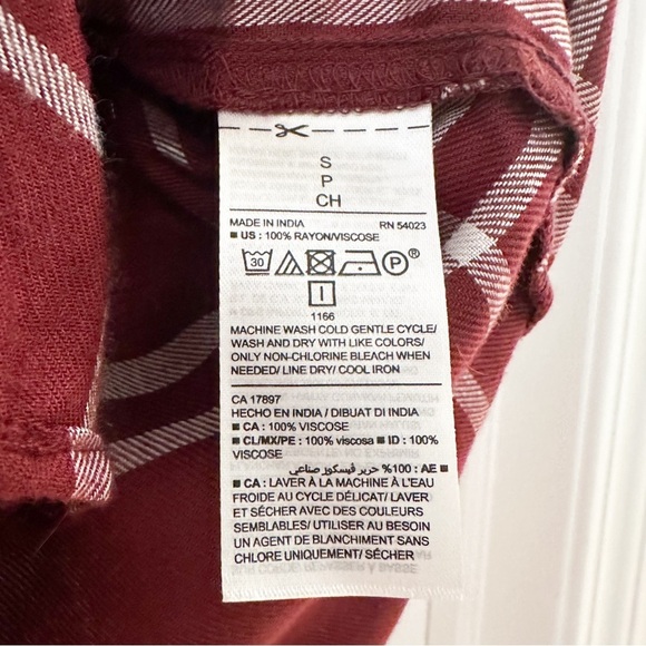 OLD NAVY Classic Shirt button down long sleeve flannel plaid shirt Crimson - Picture 6 of 6